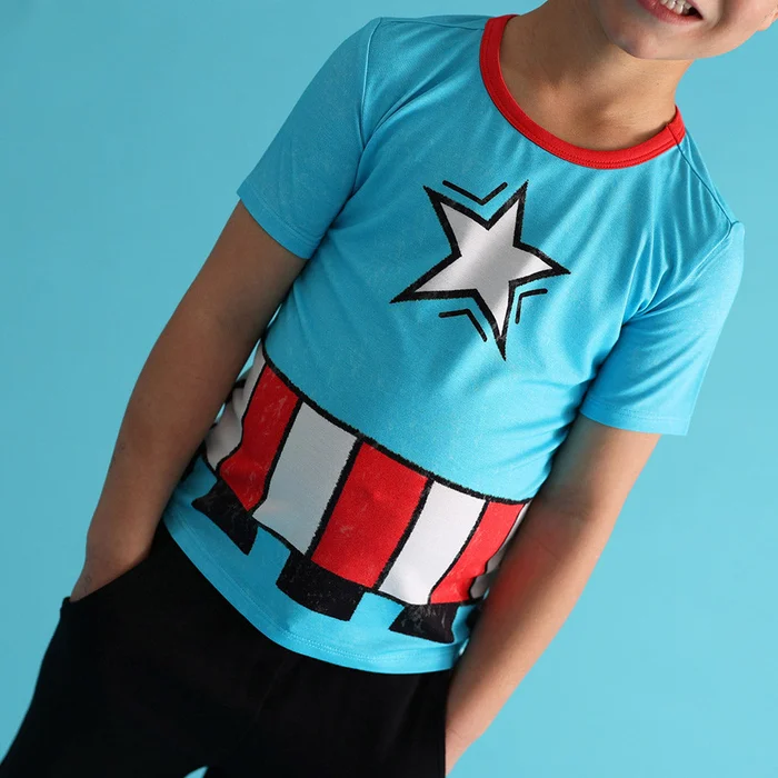 Avengers Blue Short Sleeve Marvel Captain America Classic Tee | Posh Peanut®