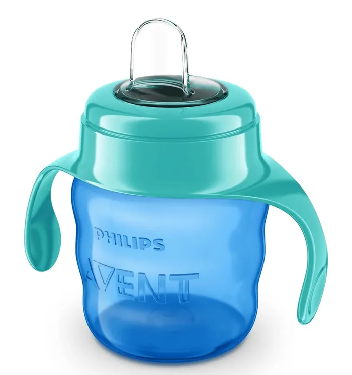 AVENT Philips Silicone Classic Spout Cup with Handle Green/Blue 200ml (SCF551/05)