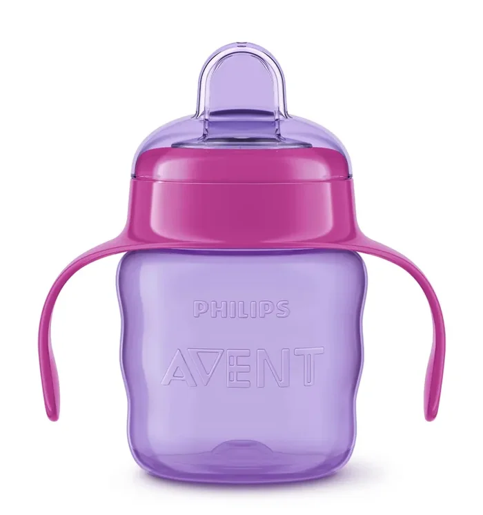 AVENT Philips Silicone Classic Spout Cup with Handle Pink/Purple 200ml (SCF551/03)