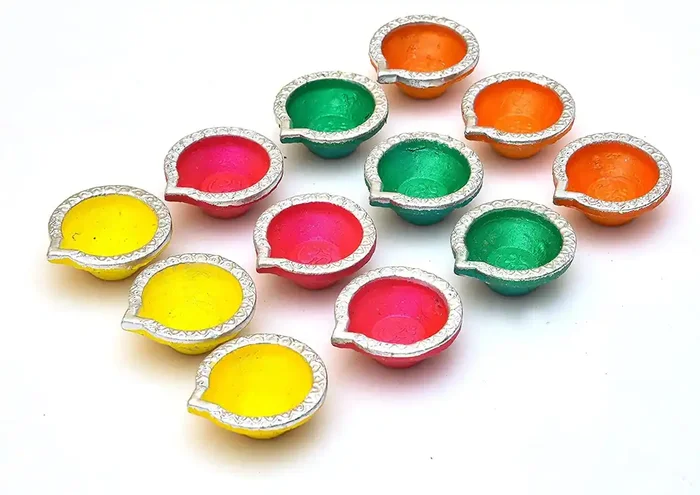 AWANI TRENDS Set of 10 Clay Diya Terracotta Diya Traditional Designer Diya for Diwali Decoration Navratri Durga Pooja and Pongal