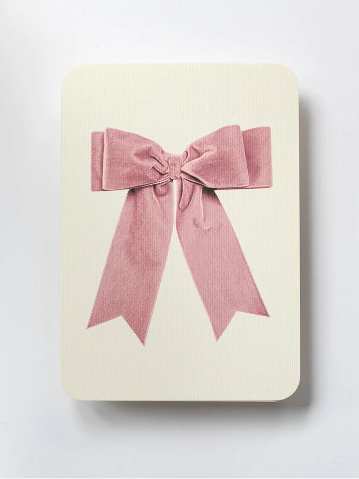 Baby Pink Velvet Bow Greeting Card