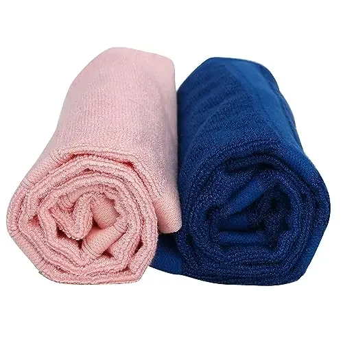 Bamboology Plush Towel Set 100% Bamboo Highly Absorbent Super Soft Soft And Plush All Season Use (Pack Of 2) (Pink Blue)