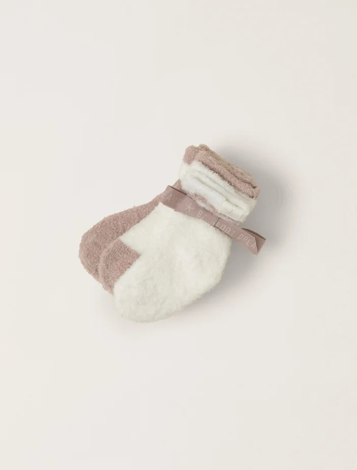 Barefoot Dreams CozyChic Lite Three Pack Infant Sock Set – Faded Rose/