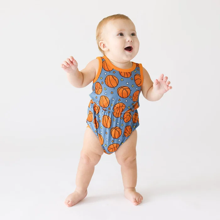 Basketball Blue Sleeveless Bubble Romper | Slam Dunk
