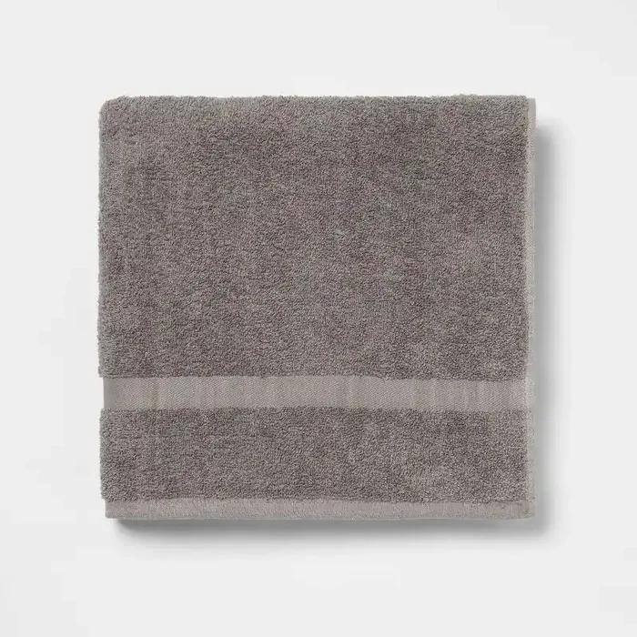 Bath Towel Dark Gray – Room Essentials™ Lightweight Cotton Blend, Machine Washable, Terry Construction