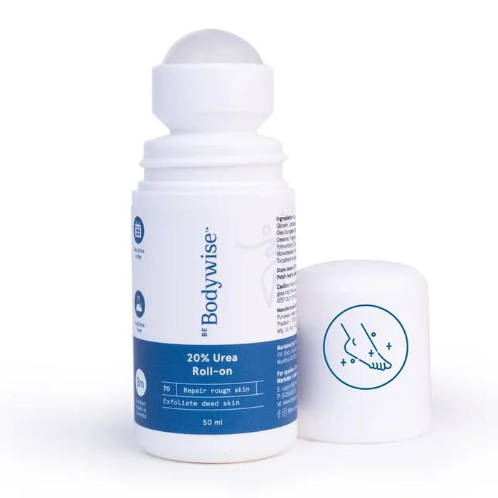 Be Bodywise 20% Urea Foot Cream Roll On 50ml For Dry & Cracked Heels With 2% Lactic Acid, Olive Oil & Vitamin E Helps Repair and Moisturise Cracked Heels