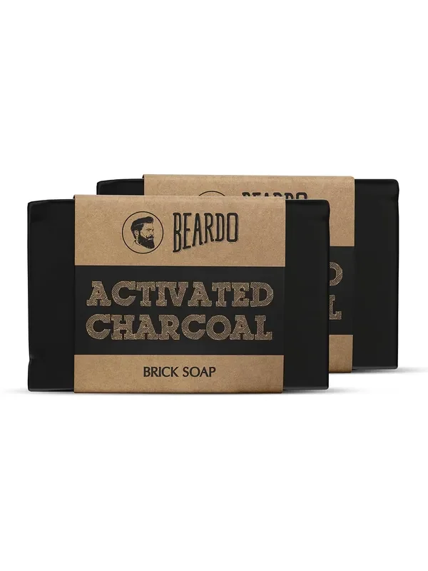 Beardo Activated Charcoal Brick Soap – 125gm Body Cleansing with the Goodness of Activated Charcoal Brick Soap for Men Pollution Damage Control Deep Cleansing