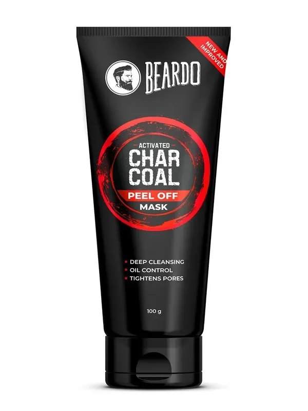 Beardo Activated Charcoal Peel Off Mask for Men, 100g Charcoal Face Mask for Glowing Skin Detoxing Facial Kit for Men Peel Off Mask For Oily & Dirt free skin