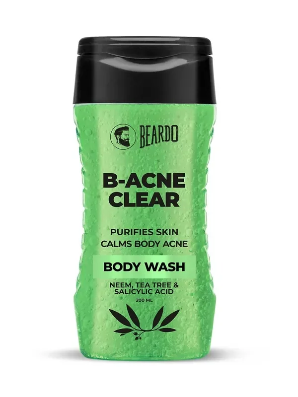Beardo Body Acne Clear Body Wash for Men 200 ml With Neem, Tea Tree and Salicylic Acid Clean Clear Skin For Body Acne and Skin Purification B-acne