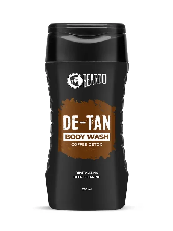 Beardo De-Tan Body Wash for Men, 200ml Tan Removal and Caffeine Body Wash Detan With Coffee & Aloe Extracts For Body & Face Refreshing Fragrance