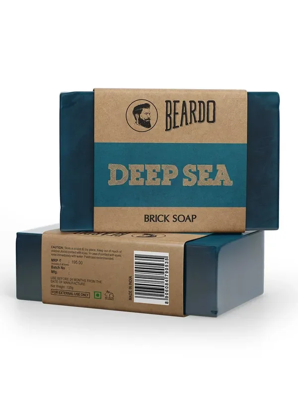 Beardo Deep Sea Brick Soap – 125G With Energizing Oceanic fragrence Brick Soap for Men Natural ingredients like Aleo Vera Deep Cleansing Handmade Soap