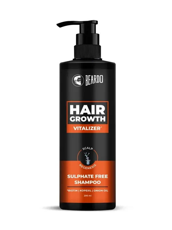 Beardo Hair Growth Vitalizer Shampoo, 200 ml Shampoo for Men Promotes Hair Growth Sulphate and Paraben Free Shampoo With Onion Oil & Biotin