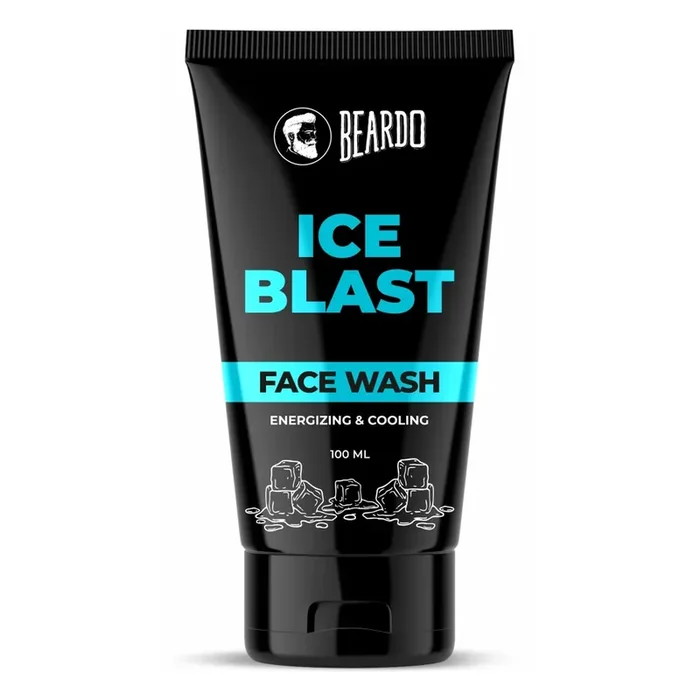 BEARDO Ice Blast Cooling Facewash for Men, 100 ml INSTANT Icy freshness Aloe Vera Face wash, Vitamin E & Menthol for cool lock technology Refreshing & Hydrating facewash