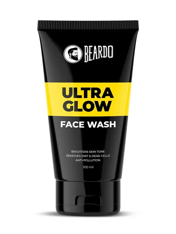 Beardo Ultraglow Face Wash for Men Red Algae, White Lily & Menthol for Brightened, Hydrated and Refreshing Skin Face Wash for Tone Brightening and Glowing Skin Suitable for All Skin Types 100ml