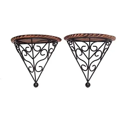 Beautiful Wood & Wrought Iron Fancy Wall Bracket (Pack of 2)