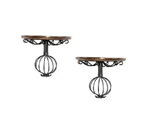 Beautiful Wood & Wrought Iron Fancy Wall Bracket (Pack of 2)