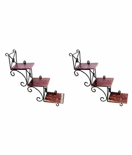 Beautiful Wooden Wall Hanging Shelve a Unique Wall Art in Stair Shape Set of 2