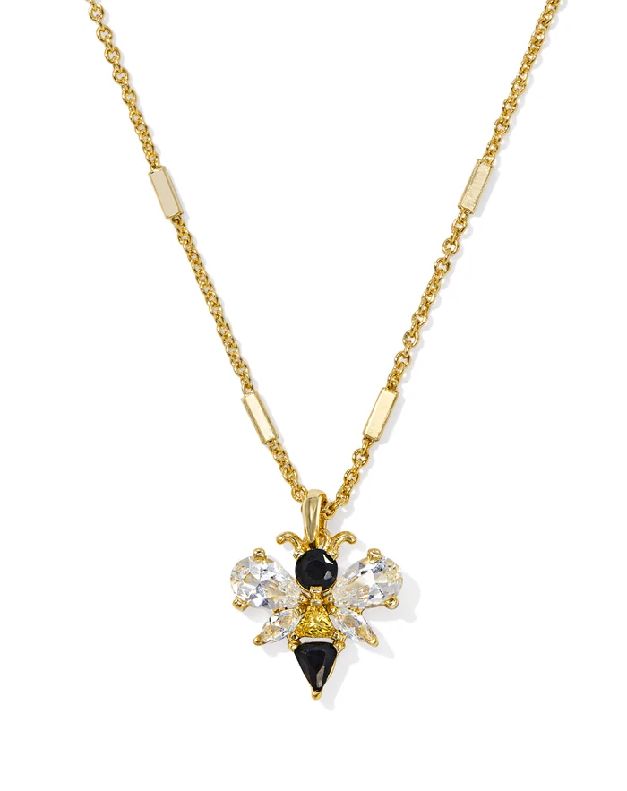 Bee Gold Short Pendant Necklace in Black Yellow Mix – Kendra Scott