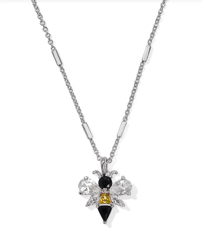 Bee Silver Short Pendant Necklace in Black Yellow Mix – Kendra Scott