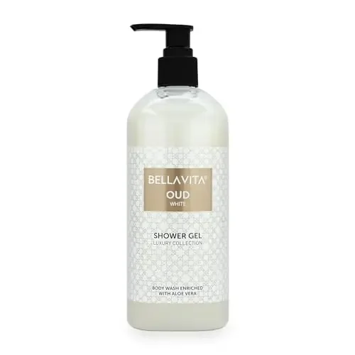 Bella Vita Luxury OUD WHITE Body Wash Refreshing Shower Gel for Deep Cleansing Hydrating Moisturising Softer & Smoother Skin with Aloe Vera 500 ml