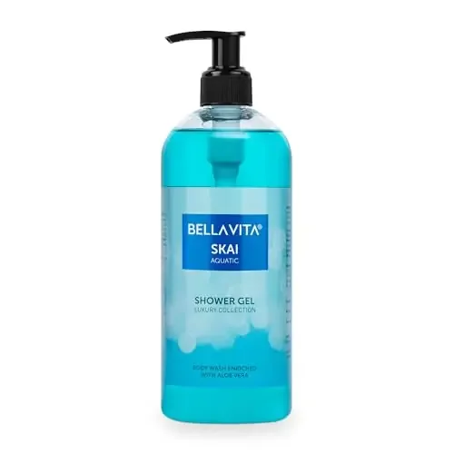 Bella Vita Luxury Skai Aquatic Body Wash Refreshing Shower Gel for Deep Cleansing Hydrating & Moisturising Skin with Aloe Vera 500 Ml