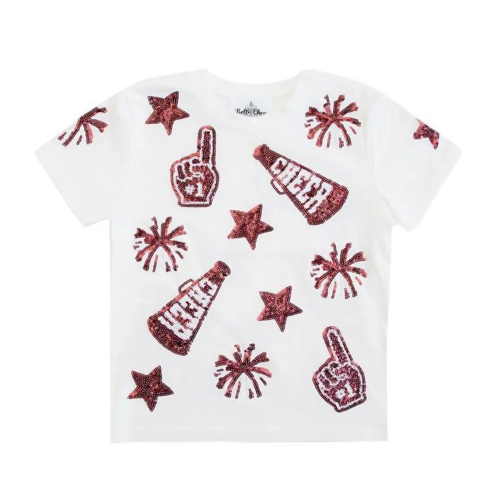 Belle Cher Crimson / Garnet and White Cheer Shirt