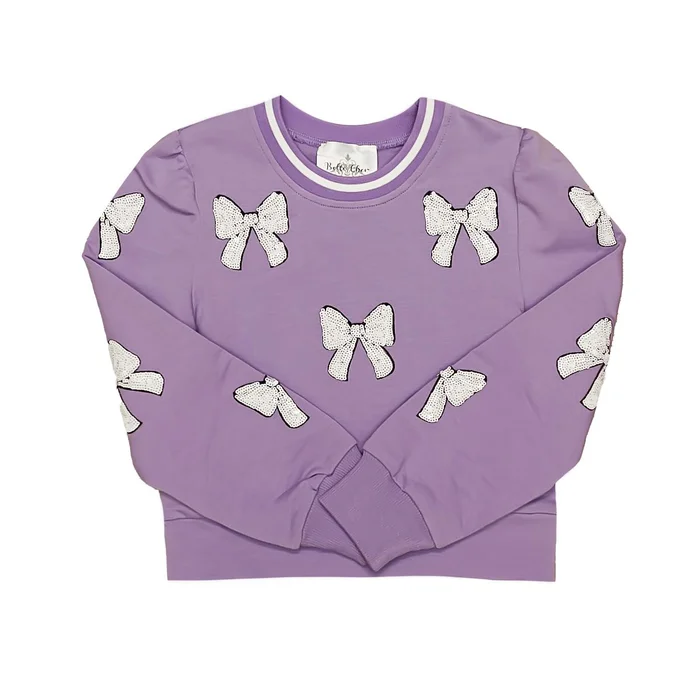 Belle Cher Lavender White Bow Sweatshirt