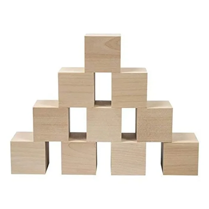 BIJNOR – METAL INLAY IN WOOD Blank Wooden Shapes 2 inch Blocks Square Pieces Embellishment Crafts Toys 10 Pieces-Brown (ZTTYPZL057)