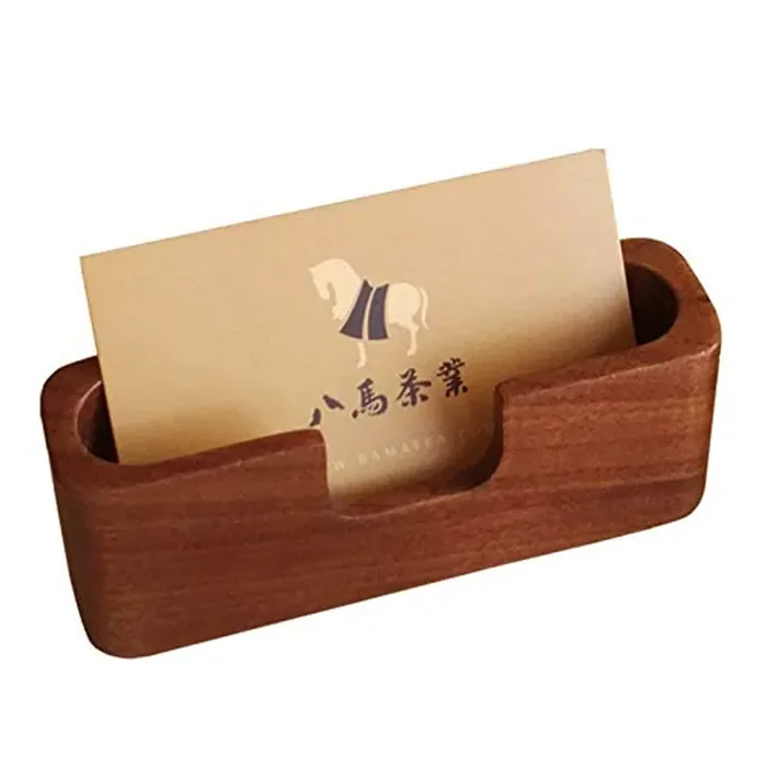 BIJNOR – METAL INLAY IN WOOD Business Card Holder Stand Card Organizer for Office Desk Round Special Business Card Holder Desk Business Card Holder Business Card Holder Desk Business Card Holder (Rosewood)