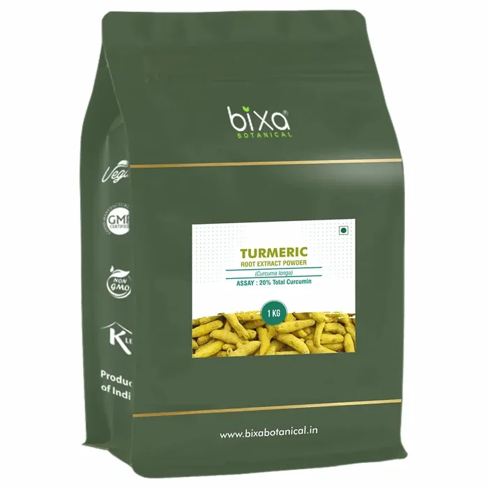 Bixa Botanical Turmeric/Haldi (Curcuma longa) Dry Extract Powder – 20% Total Curcumin by HPLC Promotes Blood purification and wounds Recovery