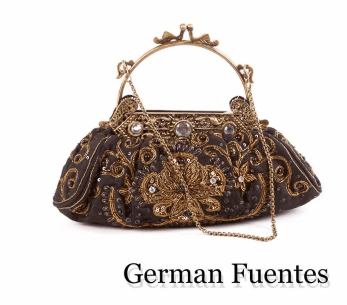 Black Embellished Evening Bag | German Fuentes