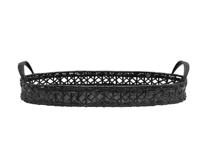 Black Rattan Basket with Handles