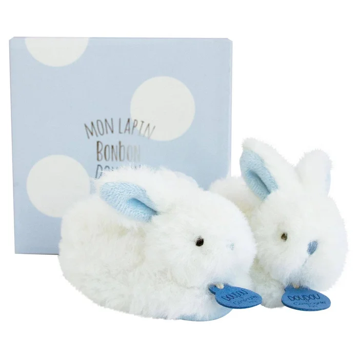 Blue Bunny Booties with Rattle – Size 0/6 months