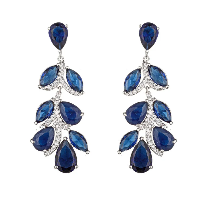 Blue Julie Drop Statement Earrings