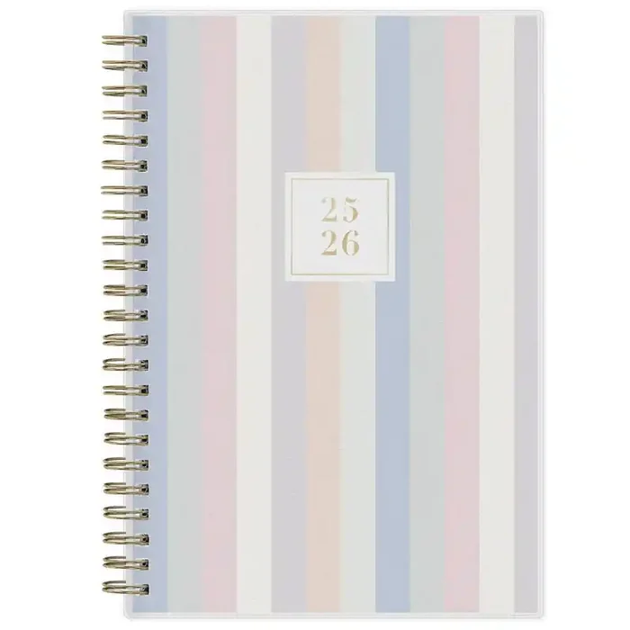 Blue Sky Rachel Parcell 2025-2026 Weekly/Monthly Wirebound Planner 5″x8″ Printed Allie Warm Stripe