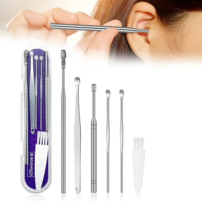Boldfit Ear Wax Cleaner – Resuable Ear Cleaner Tool Set with Storage Box – Ear Wax Remover Tool Kit with Ear tte Cleaner and Spring Ear Buds Cleaner – 6 Pc (EarCleaner6Pcs)