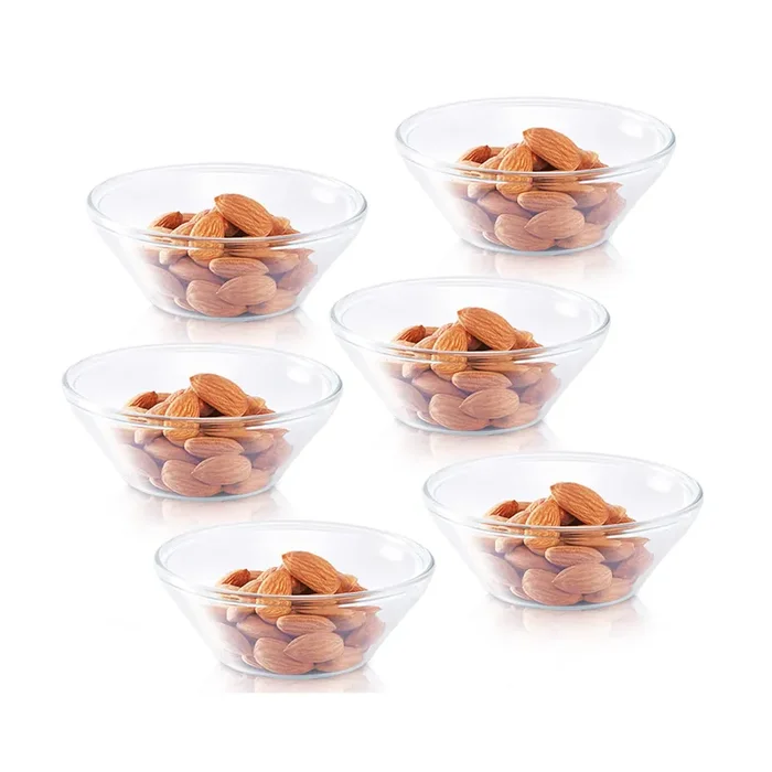 Borosil – Venus Glass Katori Bowl Set, 170ml, Set of 6, Transparent
