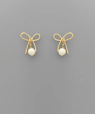 Bow and Freshwater Pearl Earrings