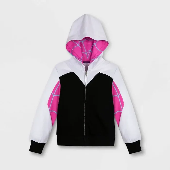 Boys‘ Marvel Spider-Man Ghost-Spider Zip-Up Sweatshirt – White/Black/Purple 9-10 – Disney Store