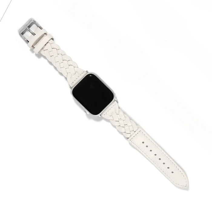 Brighton Sutton Braided Leather Watch Band-Off White-W2042C