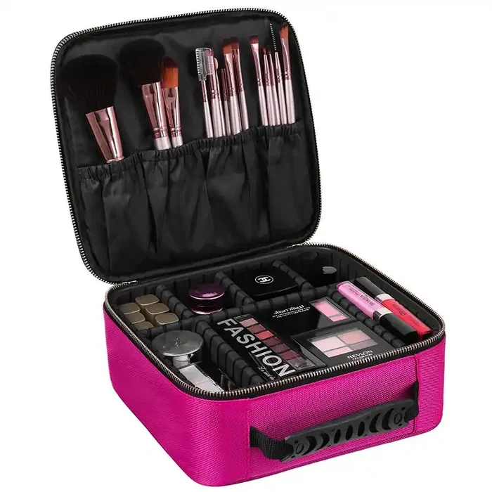 BRONSON PROFESSIONAL Travel Cosmetic Makeup Kit Storage Organizer Women‘s Toiletry Bag Waterproof Case Portable Storage with Adjustable Compartment-Multicolor