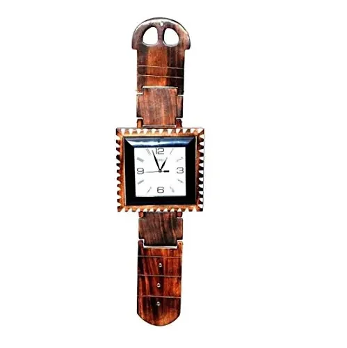 Brown Wooden Handicraft Wall Clock