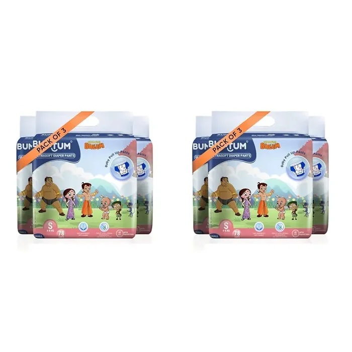 Bumtum Chota Bheem Medium Baby Diaper Pants, 72 Count, Leakage Protection Infused With Aloe Vera, Cottony Soft High Absorb Technology (Pack of 2)