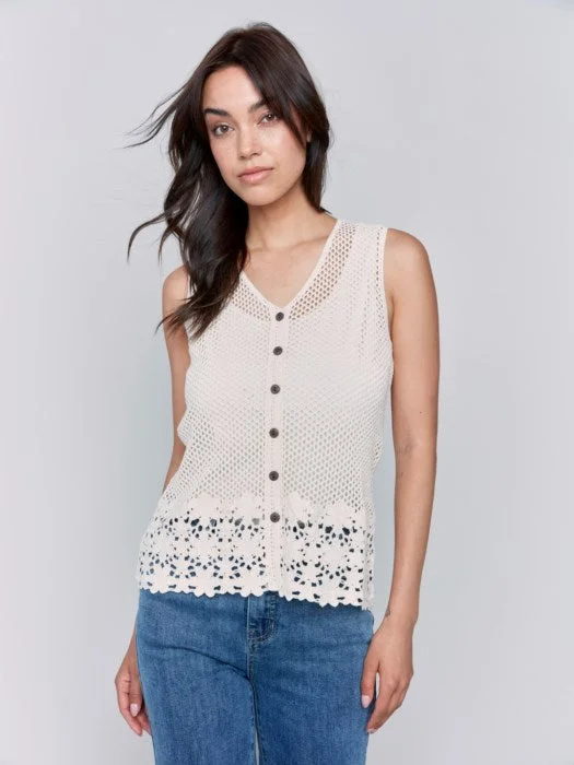 Button Front Crochet Vest