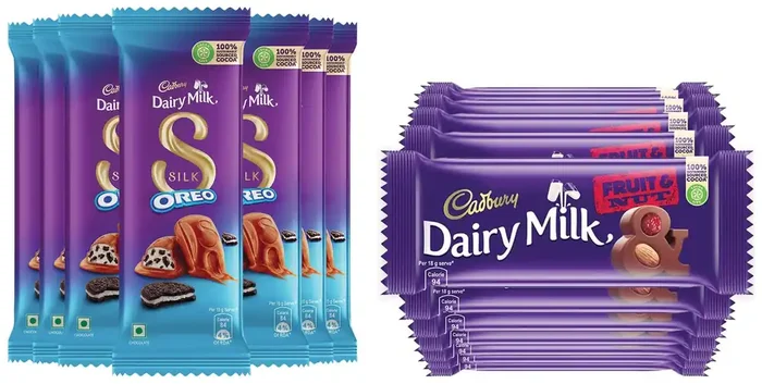 Cadbury Dairy Milk Silk Oreo Chocolate Bar 60g Pack of 7 & Cadbury Dairy Milk Fruit & Nut Chocolate Bar Pack of 12 x 36g