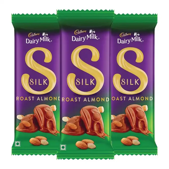 Cadbury Dairy Milk Silk Roasted Almonds Chocolate Bar, 143g (Pack of 3)