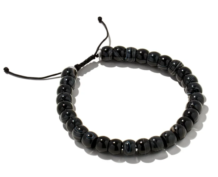 Cade Oxidized Sterling Silver Bracelet in Black Banded Agate – Kendra