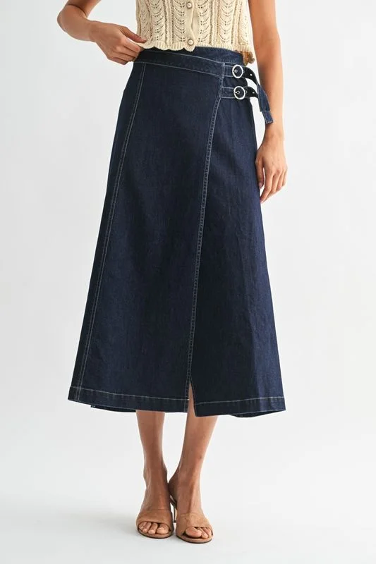 Camellia Wrap Skirt with Buckle