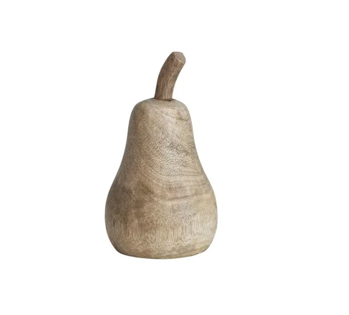 Carved Mango Wood Pear | Creative Co Op | Kitchen and Home Decor
