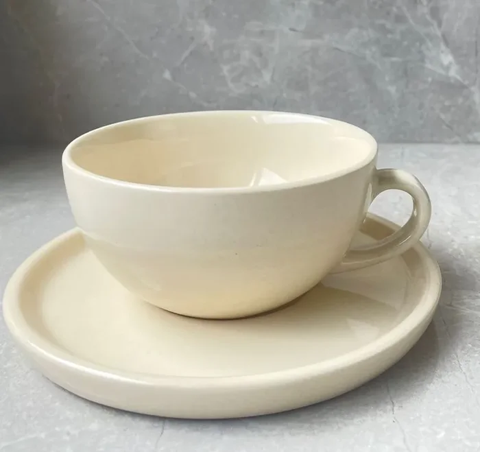 Ceramic Kitchen Latte Tea Cup & Saucer One piece